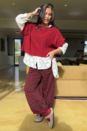 Scamp Leopard Demi Bloom Pant Bordeaux /5 